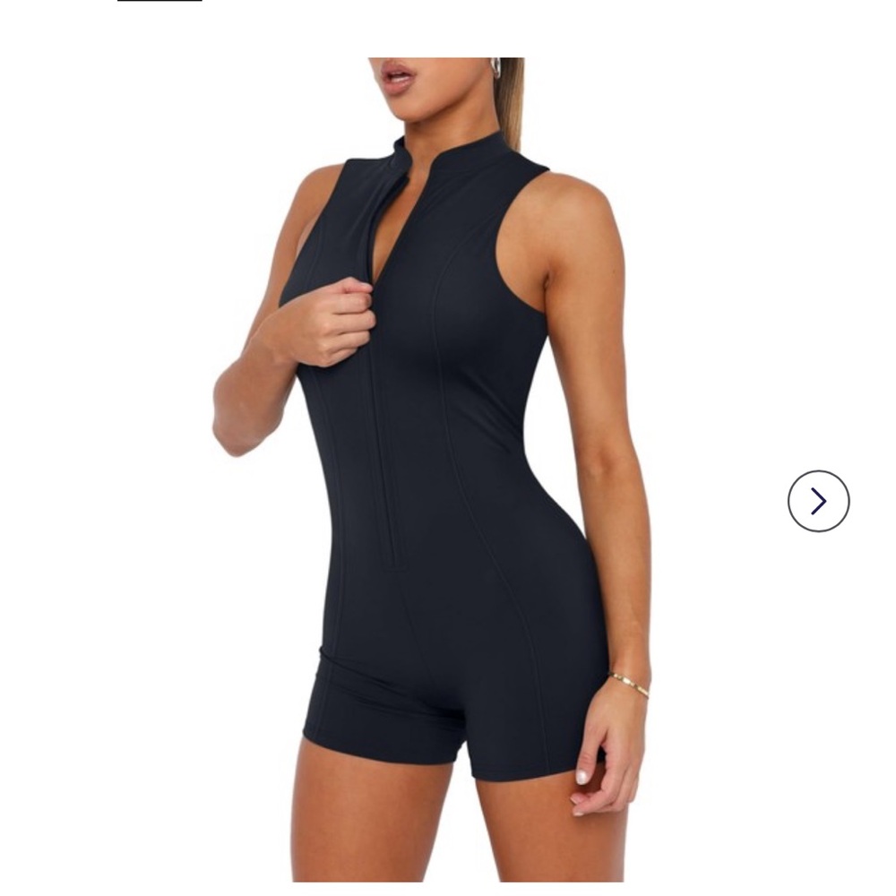 ReoRia Women's Black Zip-Up Bodysuit